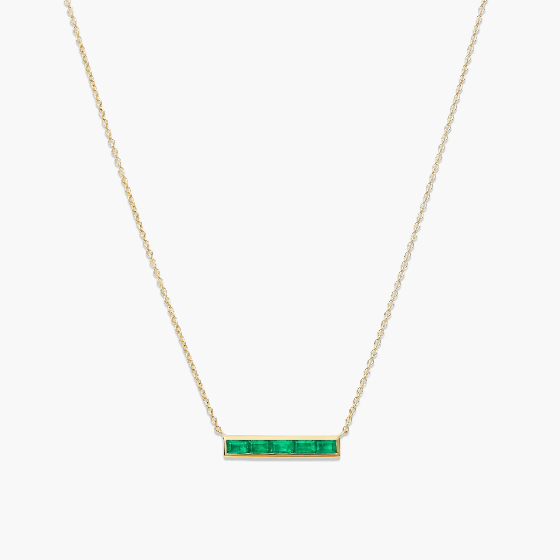 Baguette Emerald Bar Necklace