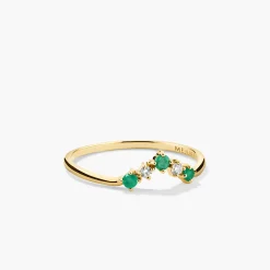 Emerald and Diamond Wishbone Ring