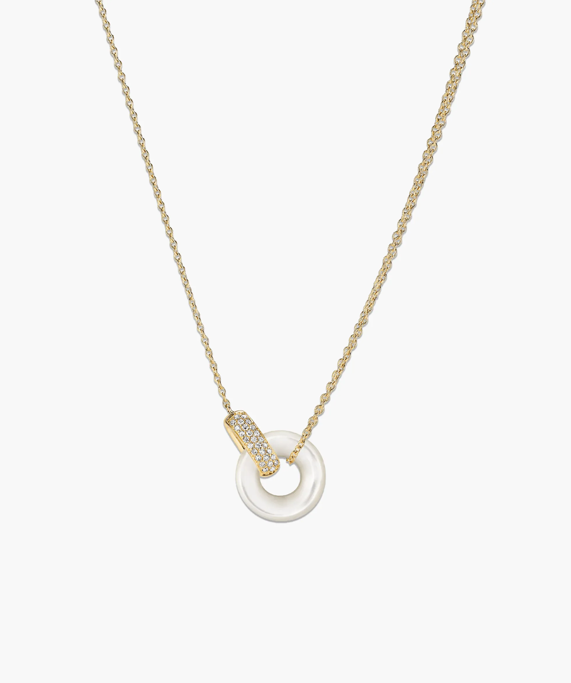 Linked Pavé Diamond Pearl Necklace