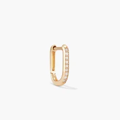 Single Pavé Diamond Huggie U Hoop